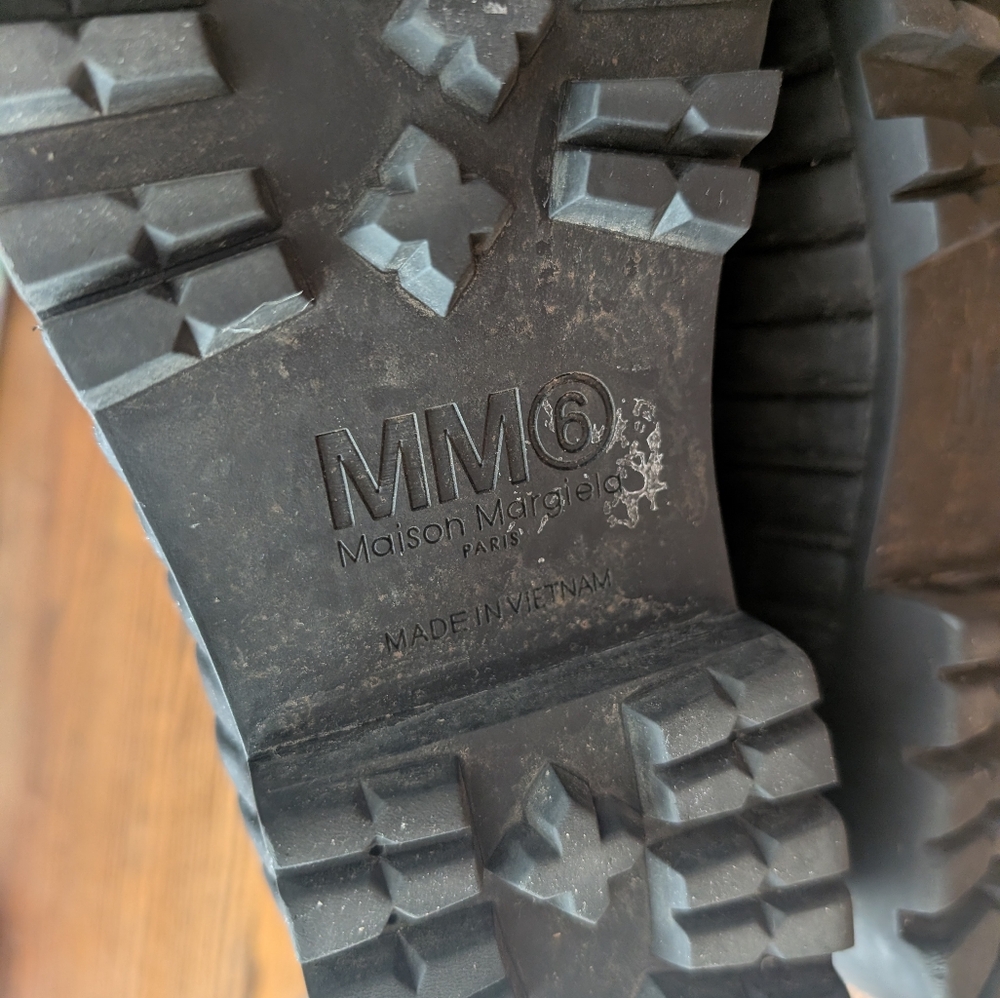 MM6 Maison Margiela Green Black Chunky Lug Chelsea Ankle Platform Boots - Picture 11 of 16